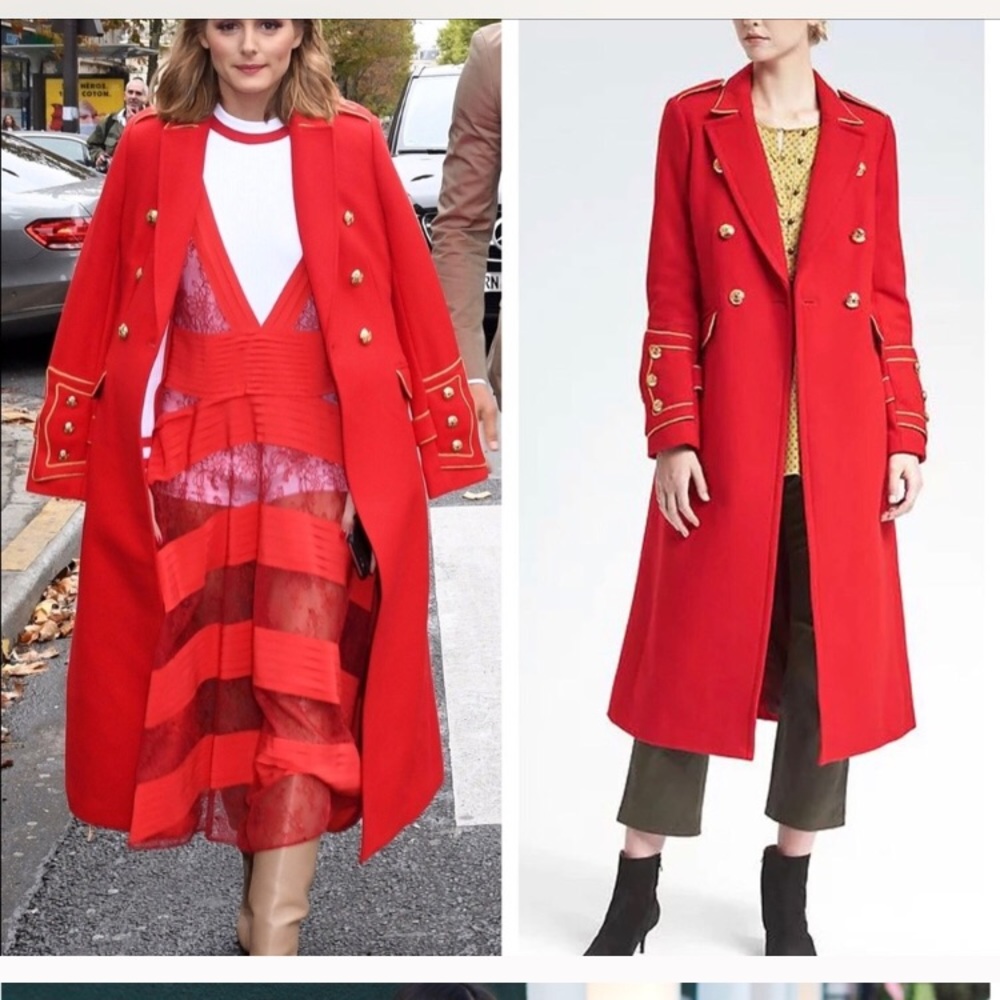 Red military trench coat
